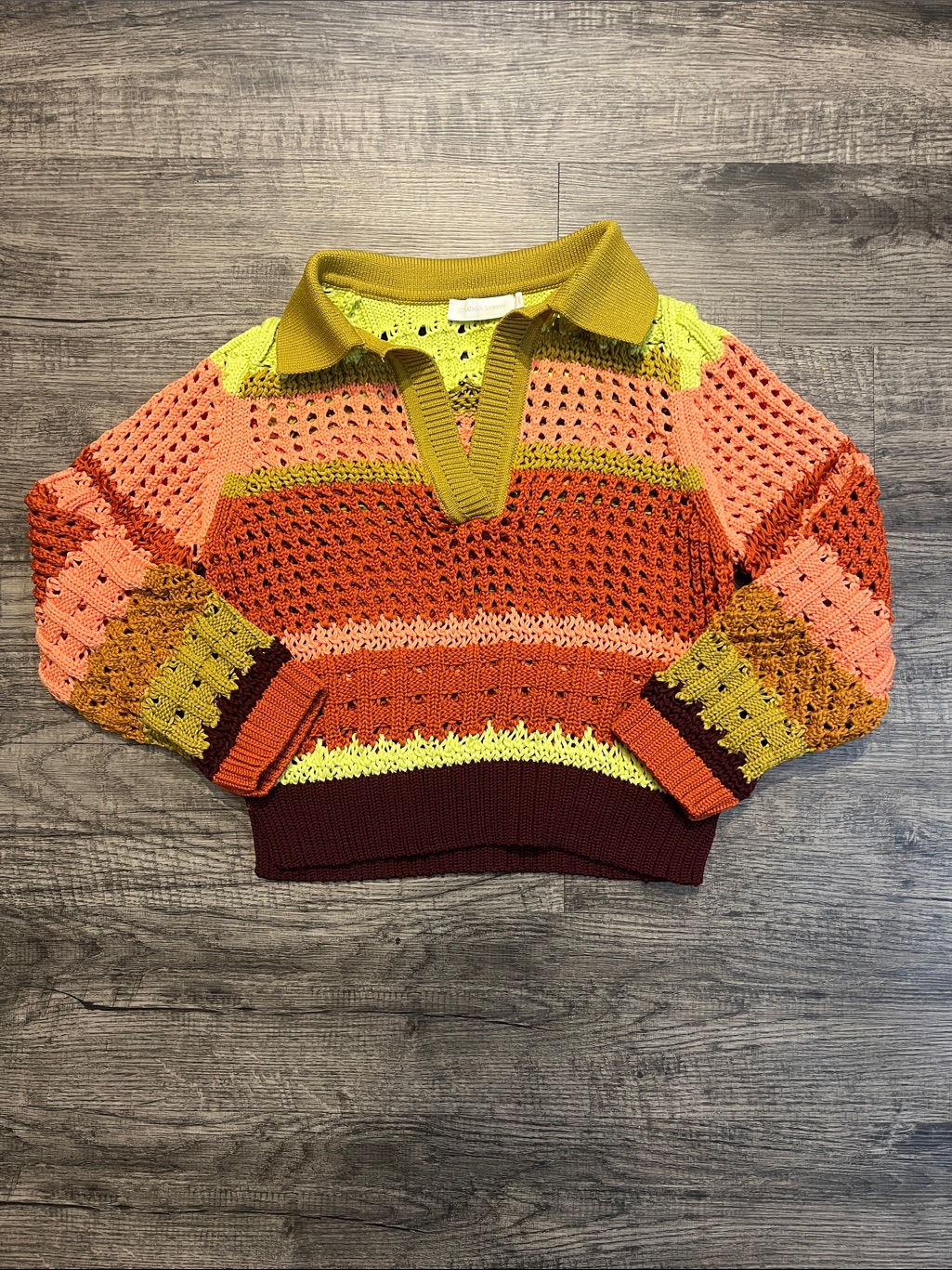 Jonathan Simkhai Knit Stripe Openwork Polo Sweater - Multi-Color
